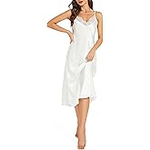 Litherday Silk Nightgown for Women Long Satin Slip Dress Nightdress Silky Chemise Nightie Soft V Neck Nightwear
