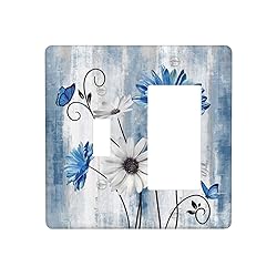 Rustic Teal Blue Daisy Floral 2 Gang Single Toggle