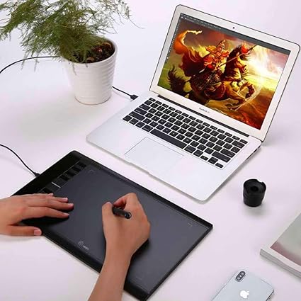 Aedu Ugee Tavoletta Grafica Professionale Lcd Scrittura Digitale 10x6 Pollici Con Penna Ricaricabile 8 Tasti Expresso Usb Tablet Disegno Full Hd Per