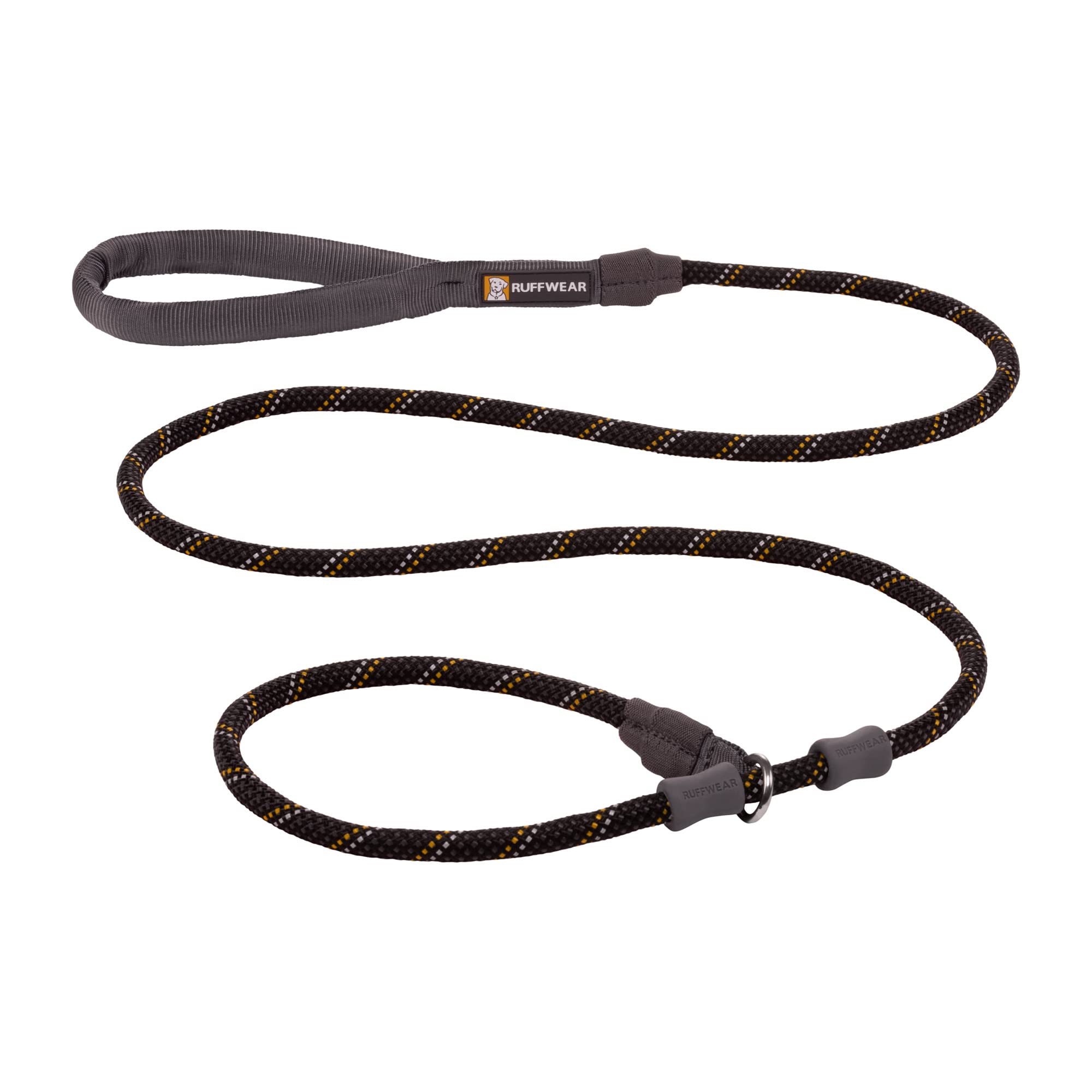 RUFFWEAR Just-a-Cinch Leash, Collar and Lead 1.5 m (5 ft) Long, Rope Slip Lead for Dogs With Reflective Rope, Padded Comfortable Handle, Obsidian Black