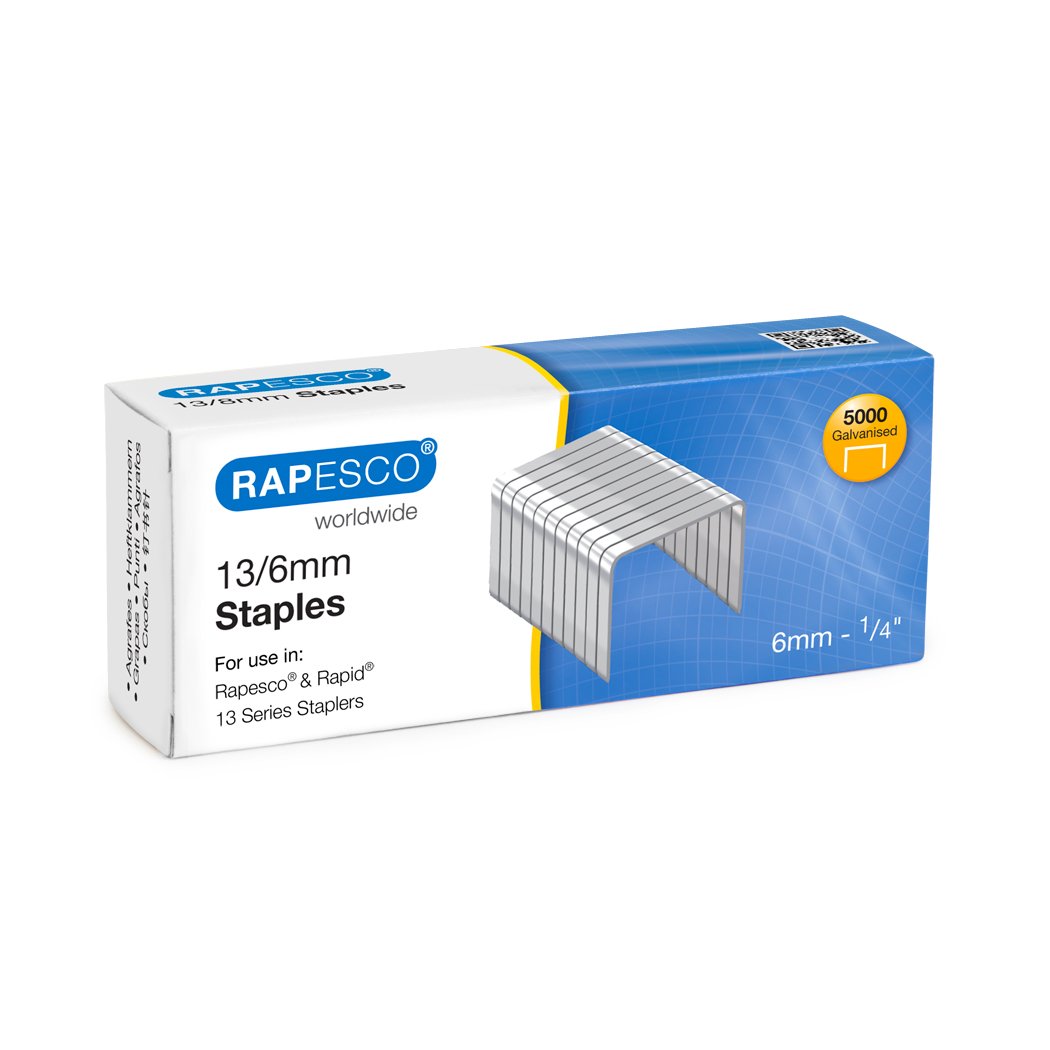 Rapesco S13060Z3 Type 13/6 mm Galvanised Tacker Staples, Pack of 5000