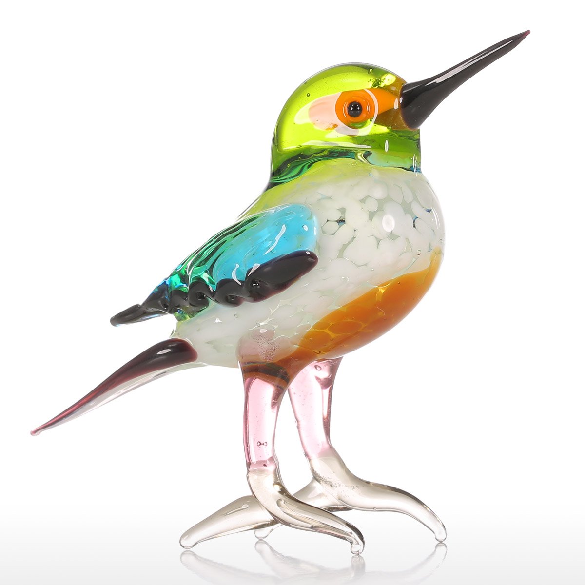 Tooarts Tiny Bird Gift Glass Sculpture Ornament Animal Figurine Art Handblown Home Decor Multicolor