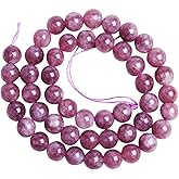 Acxico 1Pcs 45 Natural Lepidolite Gemstone Round Spacer Loose Beads 8mm