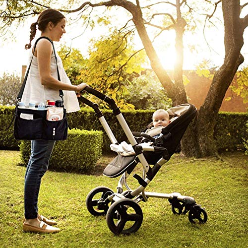 JYSW Baby Stroller Organizer, Baby Stroller Caddy with Multiple Pockets and Shoulder Strap Fits for Universal Stroller to Storage Phones, Wallets, Toys, Diapers and Tissue (Black)
