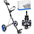 SereneLife 2-Wheel Golf Push Cart – Lightweight, Easy to Use & Fold, Adjustable Handle, Quick Braking System, Scorecard & Cup Holders, Secure Golf Bag Storage, Compact for Travel