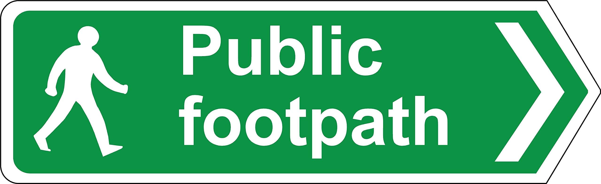 Public footpath right directional sign - 3mm Aluminium sign 330mm x 100mm