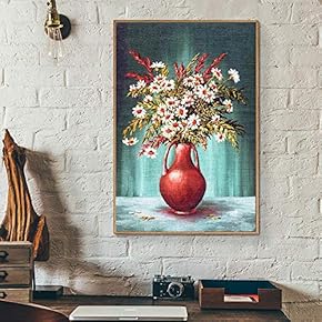 Floating Framed Canvas Wall Art for Living Room, Bedroom Vintage Vase Canvas Prints for Home Decoration Ready to Hang - 16x24 inches