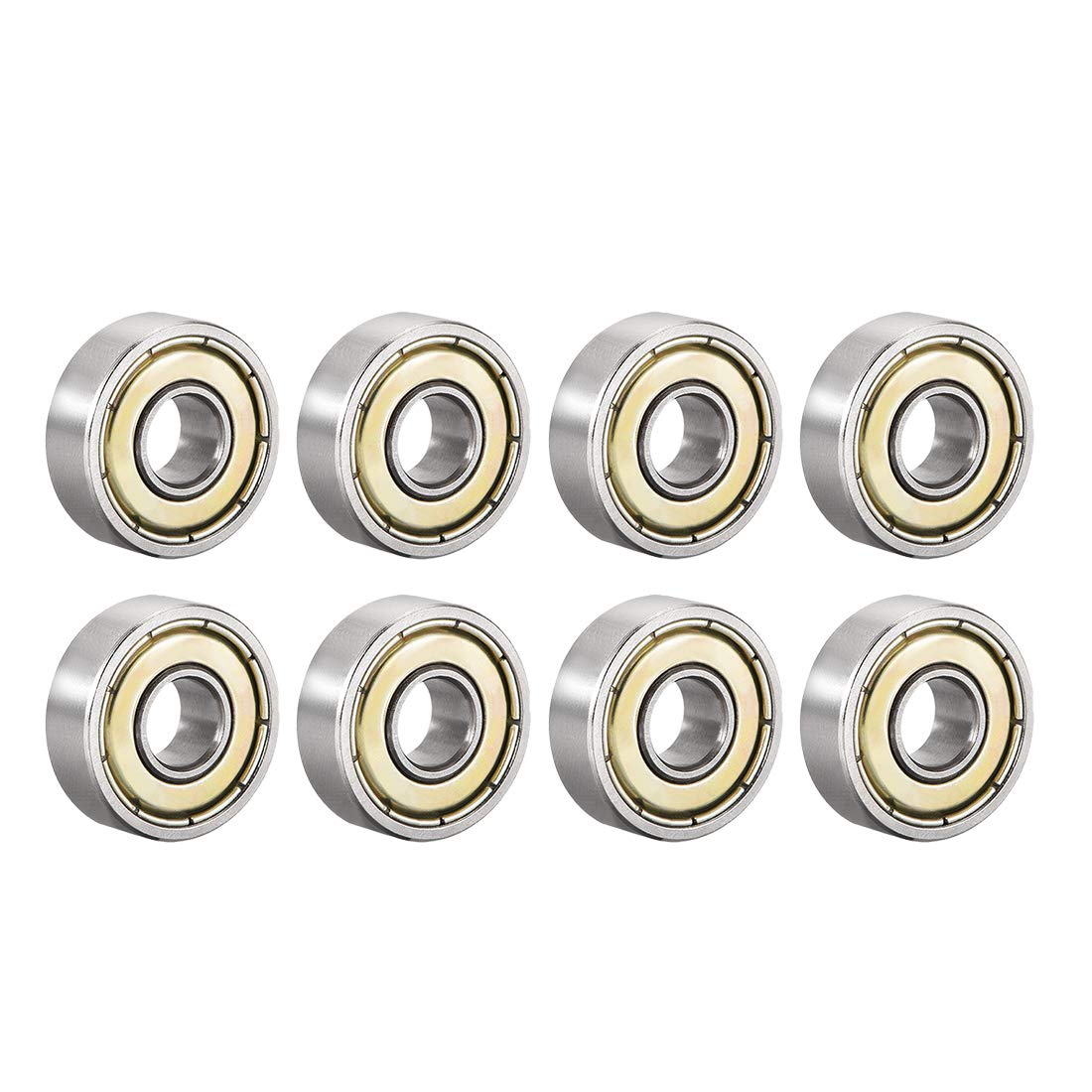 sourcing map 607ZZ Deep Groove Ball Bearing Double Shield 607-2Z 80017 7mm x 19mm x 6mm High Carbon Steel Z1 Bearings (Pack of 8)