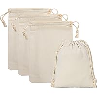 20Pcs Cotton Drawstring Pouch, 4" x 6" Reusable Canvas Bags Vintage Gift Bags DIY Jewelry Bags for Jewelry New Year Storage W