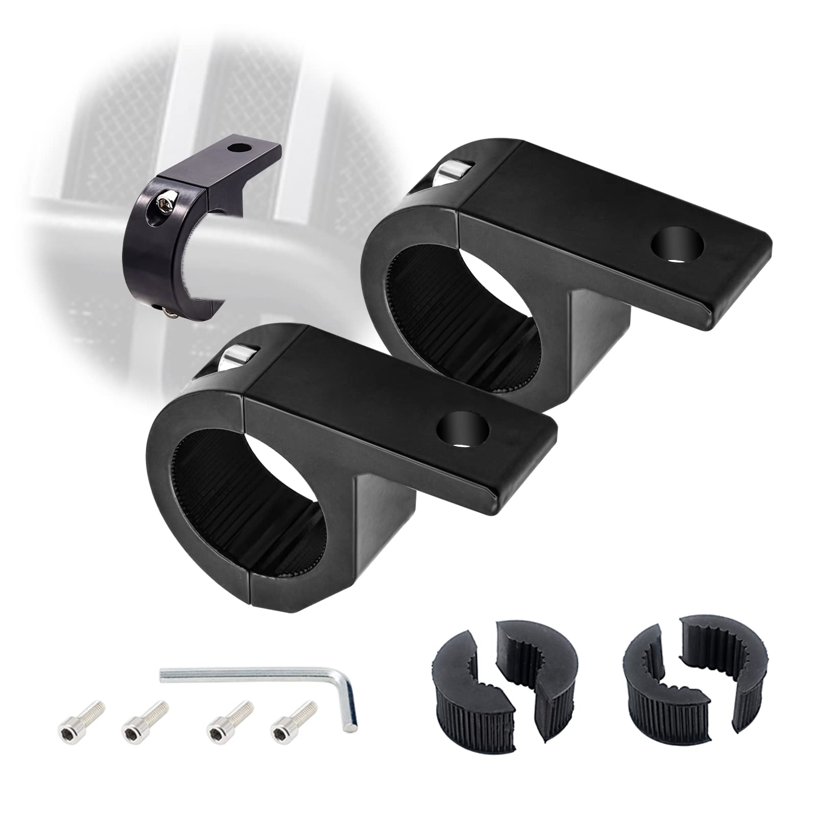 Ygmylandbb Motorcycle Mounting Bracket, LED Pods Auxiliary Driving Fog Lights Mounting Brackets Kit, LED Light Bar Horizontal Bar Clamp Mounting Kit fit for 12mm-17mm, 2Pcs