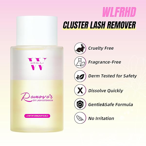 LASH REMOVER CLUSTER LASHES REMOVER LOW-IRRITATING EYELASH EXTENSION REMOVER GENTLE AND MILD LASH SELF ADHESIVE EYELASHES REMOVER GLUE FOR BEGINNER USE AT HOME(150ML)