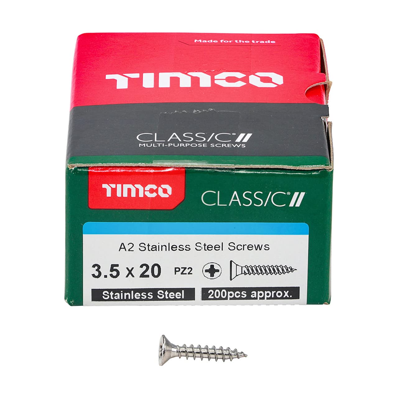 TIMCO Classic Multi-Purpose Screws - 3.5 x 20 - A2 Stainless Steel - Box of 200 — image 1