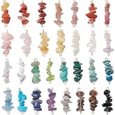 BEAMARKER 30Pcs Natural Gemstone Connector Charms Colorful Natural Stone Dangle Pendants Link with Stainless Steel Double Loops for Bracelet Necklace Earring Jewelry Making DIY Craft