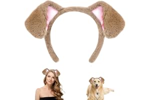 Tiny Chou Dog Ears Headband, Animals Ears Headband, Fluffy Puppy Cosplay Costume Headwear for Halloween Cosplay Pet, Brown