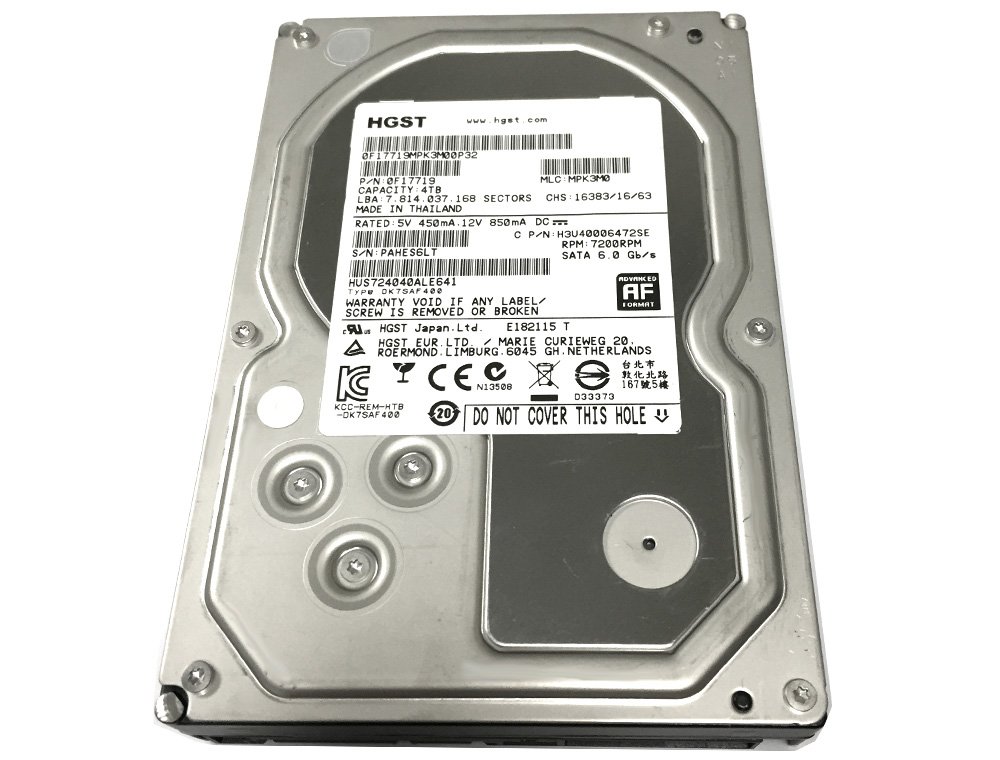 Photo 1 of HGST Ultrastar 7K4000 4TB 64MB Cache 7200RPM SATA 6.0Gb/s 3.5inch Internal Hard Drive (for NAS, Desktop PC/Mac, Surveillance Storage, CCTV DVR) - 5 Year Warranty (Renewed)