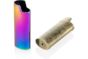 JINMUNIC 2pcs Lighter Case Cover Holder Metal Vintage Floral Stamped Fit for BIC Full J6 Series Lighter