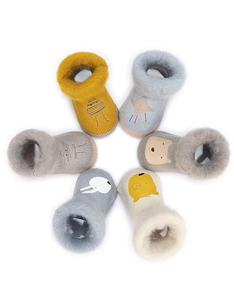 Adorel Baby Warm Socken Vollplüsch mit Umschlag 6er-Pack