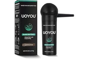 UOYOU DARK BLONDE Hair Fibers for Thinning Hair 27.5g Bottle with Applicator | Natural Keratin Hair Fibers Concealer for Hair Loss for Men and Women | Hair Building Fibres Powder [DARK BLONDE]