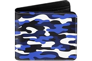 EXXBYELI Camo Teen Boys Cool Wallet Funny Leather Wallets Credit Id Card Cash Holder Black Rfid Blocking Zipper Cute Kawaii Aesthetic Wallets With Coin Pocket Id Window For Teen Boy Male Youth Guys Men