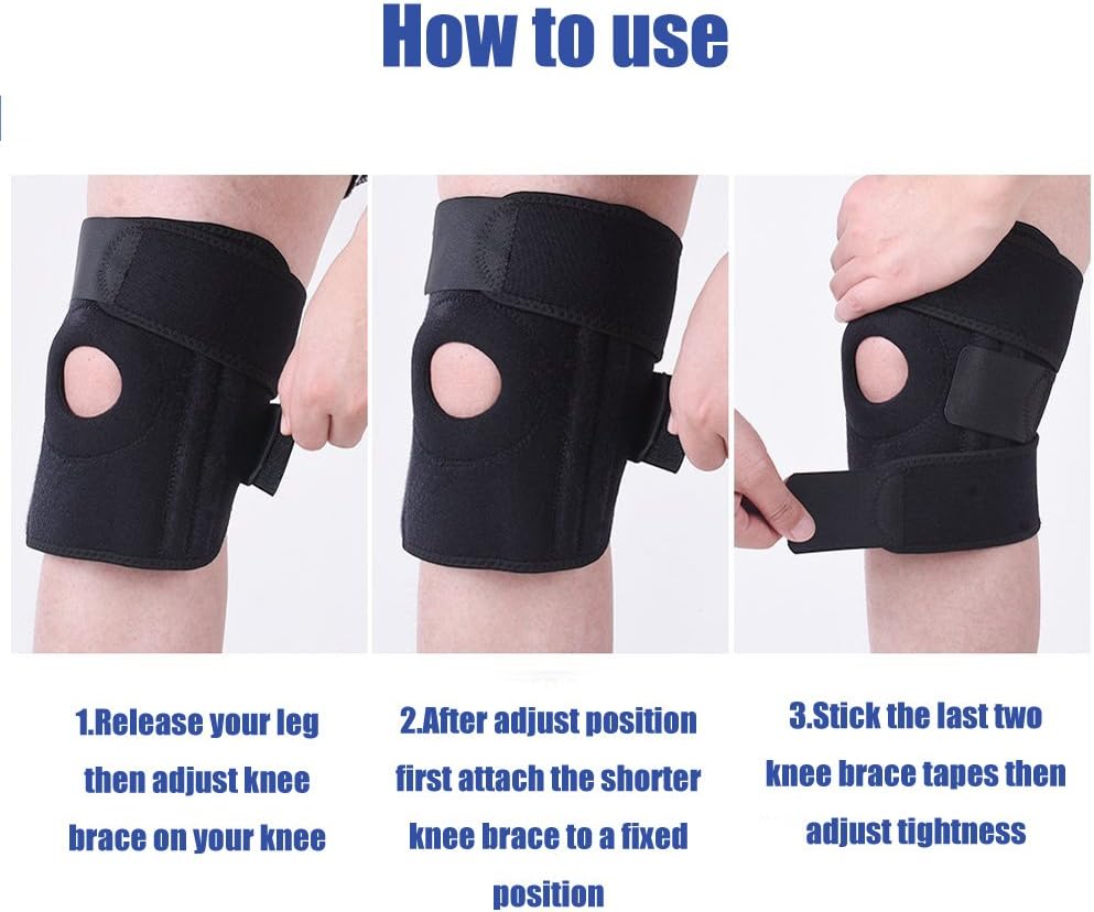 JUEMENZHE Knee Brace Support Sleeve for Arthritis, Meniscus Tear, ACL, Running, Basketball, Sports, Athletic, MCL, Runners - Adjustable Open Patella Stabilizer Protector to Relieve Pain : Sports & Outdoors