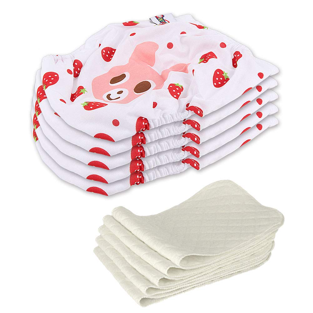 5 PCS+5 INSERTS Cloth Diapers lot Nappies Adjustable Reusable For Baby Newborn (Bunny)