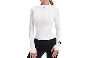 IECCP Workout Tops for Women Long Sleeve Quarter Zip Pullover Quick Dry Golf Shirt Athletic Slim Fit Crop Yoga Gym Tops