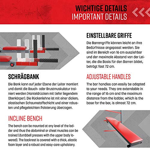 K-Sport-Trainingsset-SprossenwandDip-Station-Klimmzugstange-Trainingsbank-I-Kraftstation-mit-Pull-Up-Bar-Dip-Stange-Hantelbank-I-Klimmzug-Dip-Station-I-Professionelle-Fitnessgeraete-fuer-Zuhause