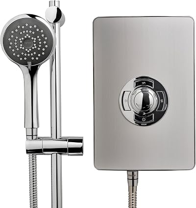 Triton Showers Collection 2 8.5kW Electric Shower Brushed Steel with Head Hose