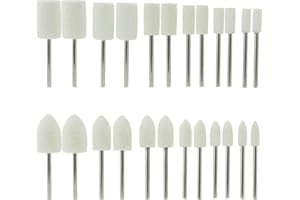 Luo ke 24 Pcs Wool Felt Polishing Bits - 3/32'' Shank Wool Felt Buffing Polishing Kits for Rotary Tools Includes Dremel