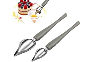 Culinary Precision Drawing Decorating Spoon Set, 2Pcs Saucier Drizzle Spoons,Professional DIY Chocolate Spoon Filter Spoons,P