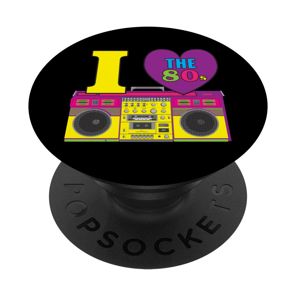 I Love The 80s - Eighties - Retro Vintage Stereo BoomBox PopSockets PopGrip: Swappable Grip for Phones & Tablets