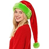 Hikkcos Long Santa Hat Lime Green Christmas Hat Xmas Cap for Christmas New Year Festive Party Supplies