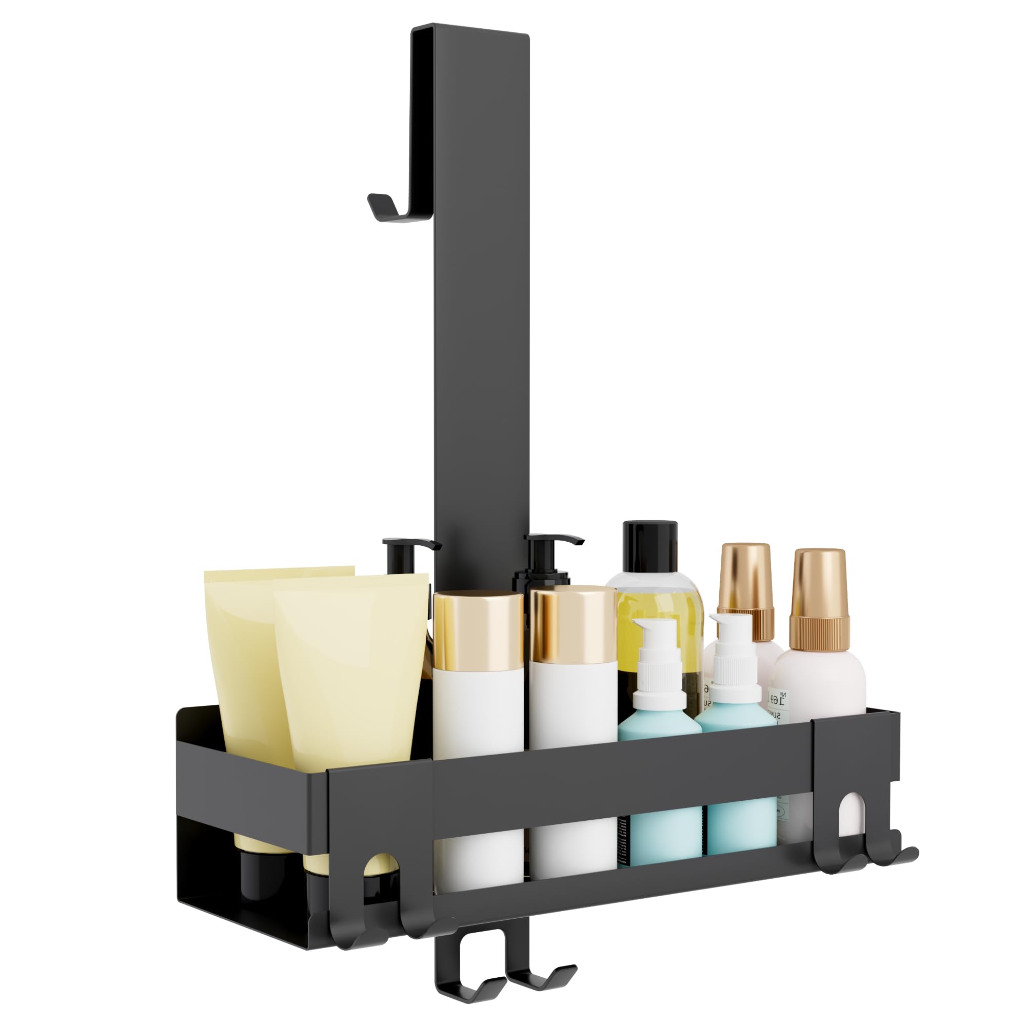 SAYAYO Hanging Shower Caddy Over Door, SUS304 Stainless Steel Matte Black Shower Basket Organizer for Bathroom Glass Door, No Drilling