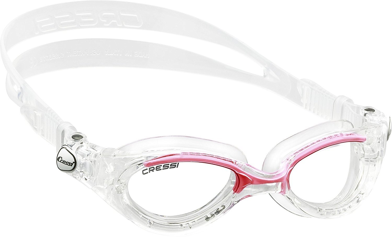 Cressi Lady Flash Goggles - Separate Eyepiece Swimming Goggles with Fogproof, Scratchproof, Anti-UV Lenses, Clear/Frame Clear Pink - Clear Lens, One Size