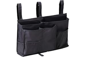 Sugaroom Organizer Caddy - Bedside, Bunk Bed, Hanging & Pocket Storage - Baby, Dorm, Hospital - Black