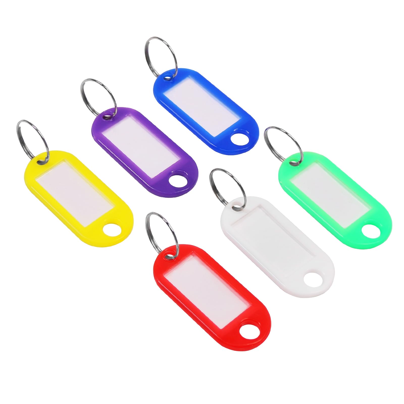 Coideal Key Tags with Labels 60 Pack, Writeable Plastic Key Fobs Tag with Split Rings, Coloured ID Keyring Tags for Luggage & Keys Organization, 6 Colors