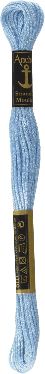 Anchor Six Strand Embroidery Floss 8.75 Yards-Sapphire Medium Light 12 per Box, blue
