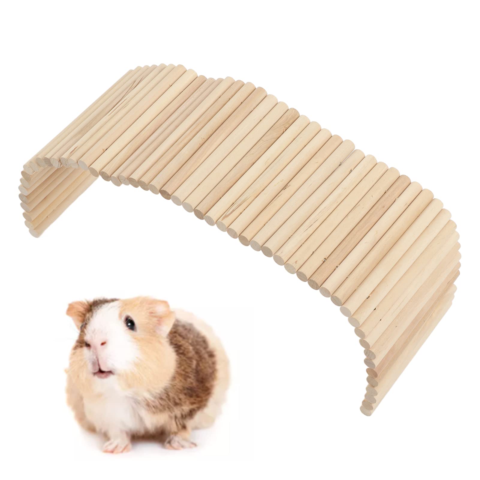 Tnfeeon Pet Hideout Bridge,Wooden Rodents Chewing Climbing Tunnel Small Animal Bendy Bridge Ramp Hut Hideout for Guinea Pigs Ferrets Hedgehogs Chinchillas and Other Rodents
