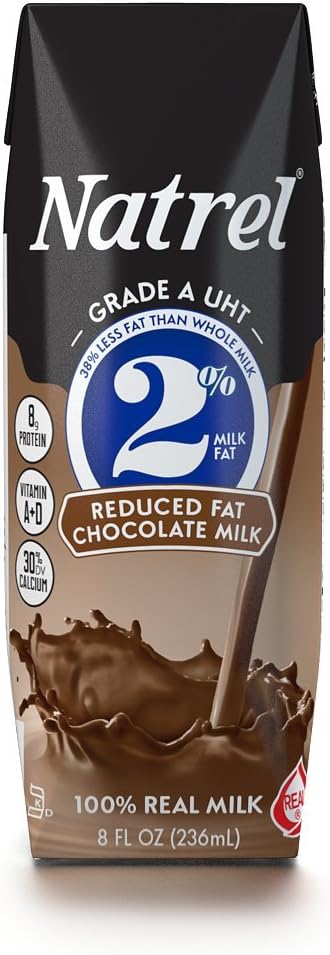 Natrel 2% Chocolate Milk, 8.0 Ounces (Pack of 18)