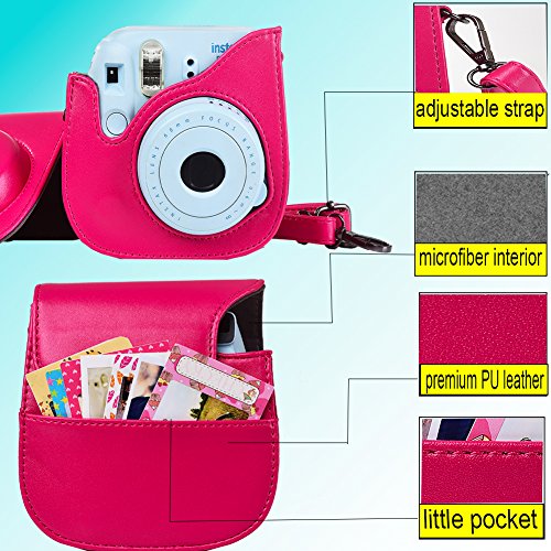 SAIKA Protective Case for Fujifilm Instax Mini 9 Instant Camera. Also Fits the Mini 8 and Mini 8+ Camera - Pomegranate Red