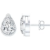 Certified Moissanite Teardrop Earrings in Silver, D-Vs1 Quality, Womens Moissanite Stud Earrings (Ideal For Gift)