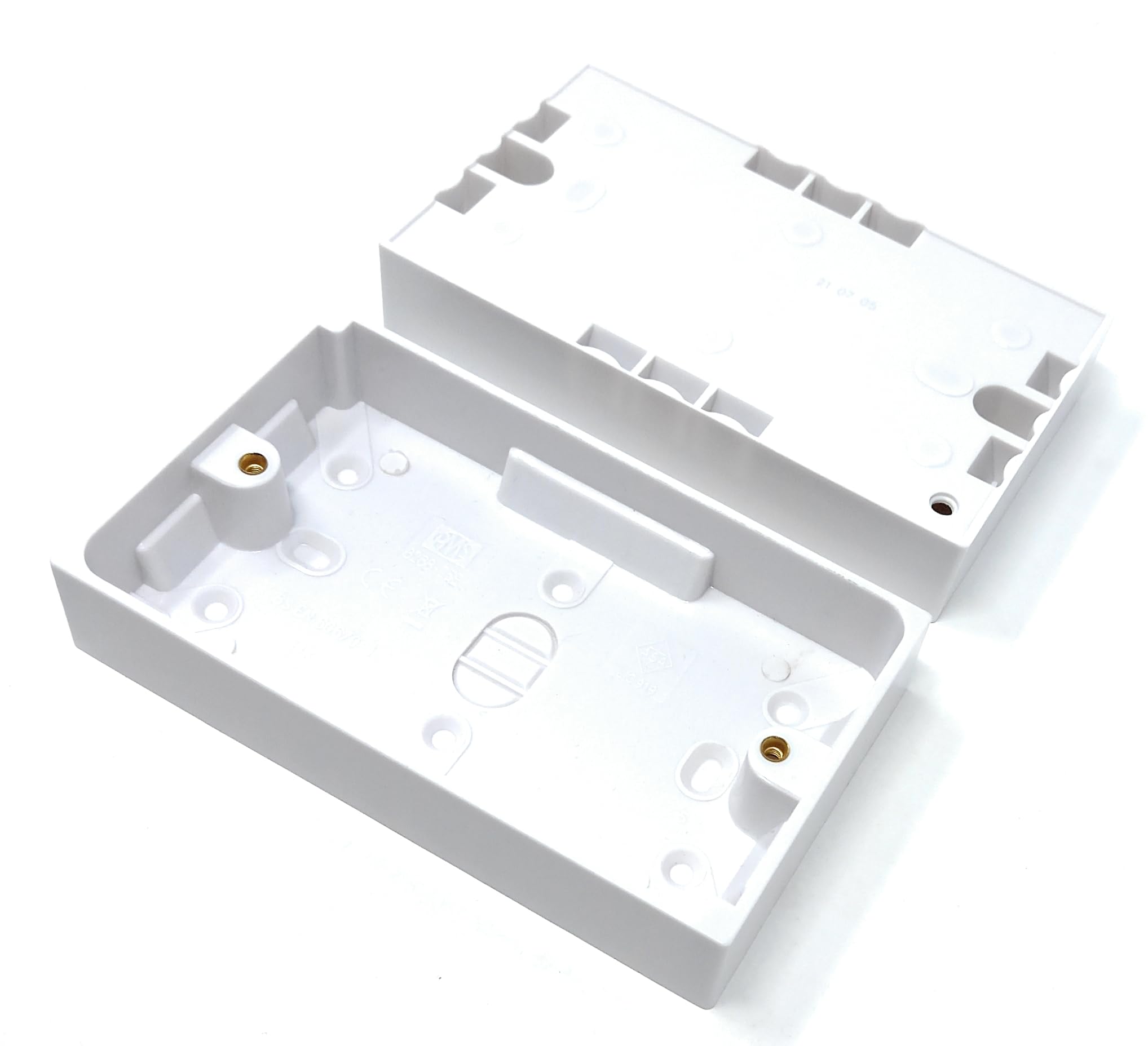 2pcs. 2 Gang Surface Mount Back Box Pattress Box, 145mm x 86mm x 25mm, White