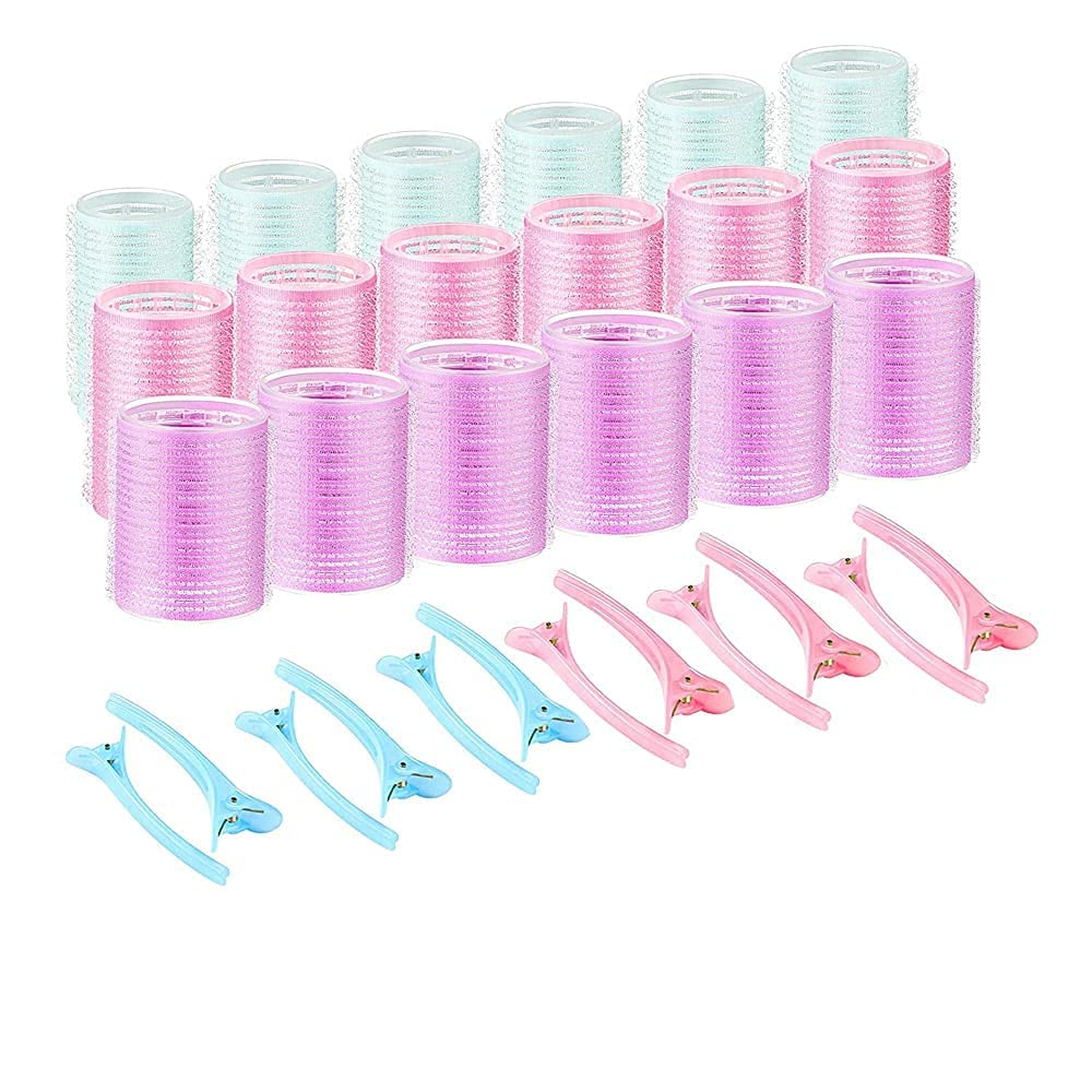 JJA Hair Rollers Set 30 Pcs, Hair Curler 18 Pcs, 44mm, 36mm, 25mm, Mum Birthday Gifts Duckbill Hair Clips Women 12 Pcs, for Hairdressing, Curly Hair Product, Hair Styling Rollers - Mothers Day Gifts