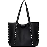 OWGSEE Suede Bag Mini Trendy Faux Suede Tote Bag for Women Studded Purse Vintage Hobo Shoulder Handbag for Work Travel