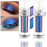 evpct 2Pcs Royal Sapphire Blue Duochrome Chameleon Liquid Eyeshadow, Multichrome Metallic Glitter Liquid Eye Shadow Makeup for Women, Waterproof Multi Color Shifting High Pigment Iridescent Eyeshadow