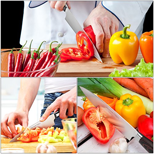 Chef Knife, WENFENG 8 Inch Professional Kitchen Knife,High Carbon Stainless Steel Sharp Knives,Ergonomics Handle,Ultra Sharp knife for Home and Restaurant (sliver) - Thumbnail 5