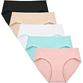 FallSweet No Show Underwear for Women Seamless High Cut Briefs Mid-waist Soft No Panty Lines,Pack of 5