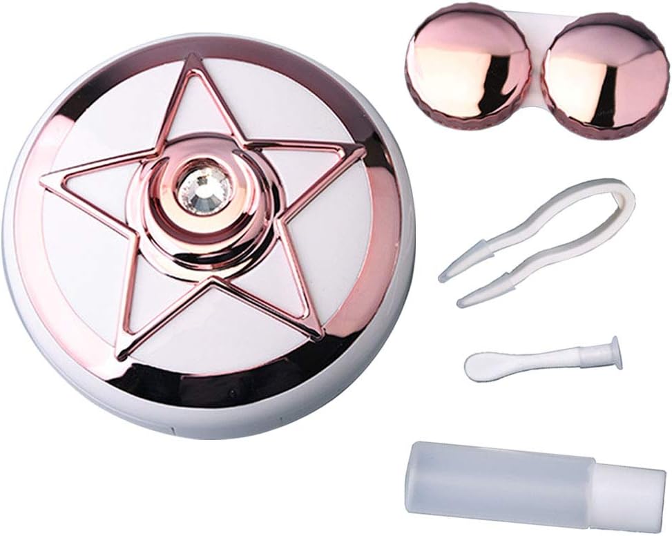 Mini Contact Lens Travel Case, Pocket Size Cute Contact Lens Travel Kit Holder Container Includes Contact Lens Remover Tool with Bottle and Tweezers