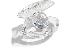 YWHL 25th Wedding Anniversary Crystal Shell Figurine Gifts for Couples, Romantic 25 Years Anniversary Marriage Pearl Gifts fo