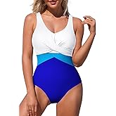 Pink Queen Women's One Piece Swimsuit V Neck Tummy Control Bathing Suits Sexy Criss Cross Swimwear